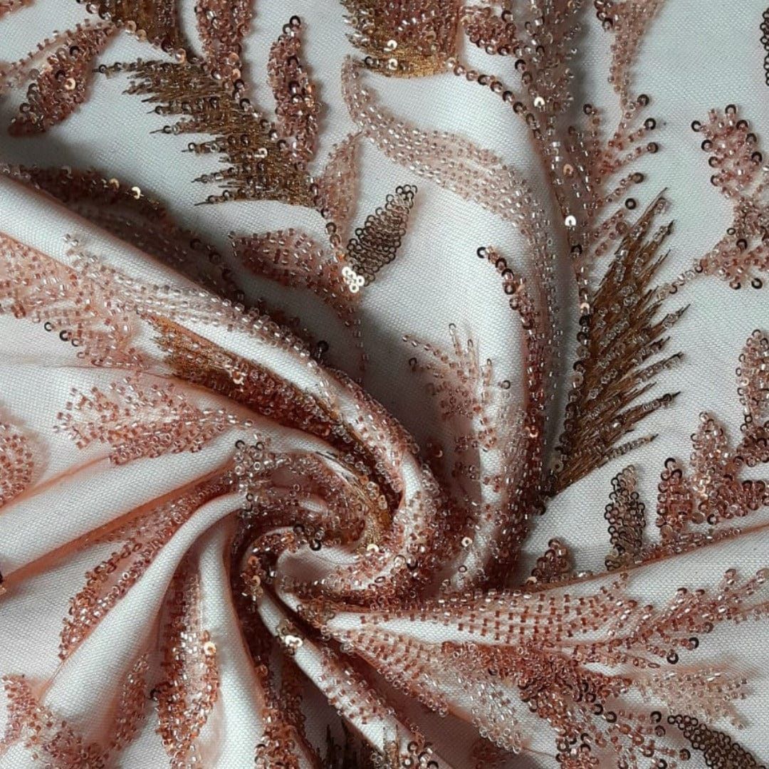 BEADED LACE Dress Fabrics Mystic Rose Beaded Lace Fabric 130 cm