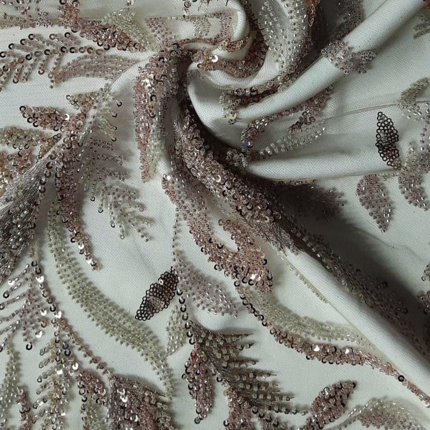 BEADED LACE Dress Fabrics Mystic Rose Beaded Lace Fabric 130 cm