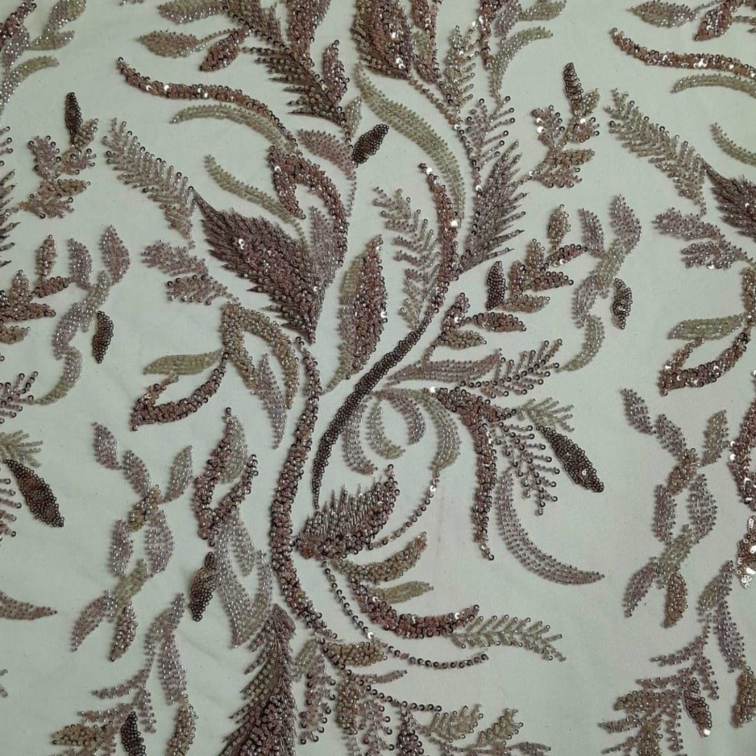BEADED LACE Dress Fabrics Rose Gold Mystic Rose Beaded Lace Fabric 130 cm