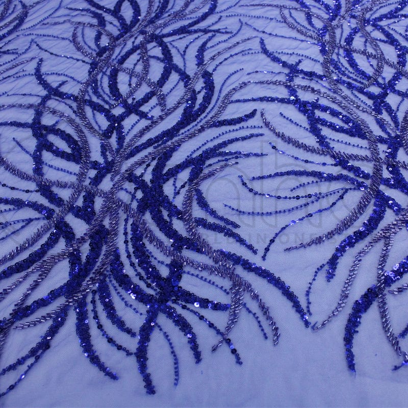 BEADED LACE Dress Fabrics Royal Beaded Bridal Lace Fabric Greta Bottle Green 120cm (7268853678169)