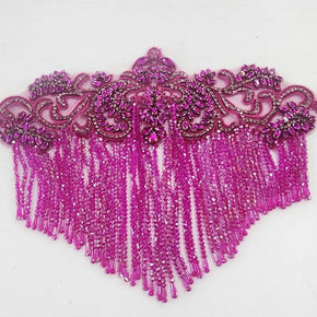 BEADED PATCHES Habby Beaded Patch With Fringing Cerise (7456513458265)