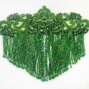 BEADED PATCHES Habby Beaded Patch With Fringing Emerald (7456513327193)