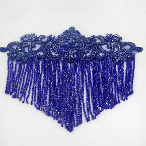 BEADED PATCHES Habby Beaded Patch With Fringing Royal (7456517521497)