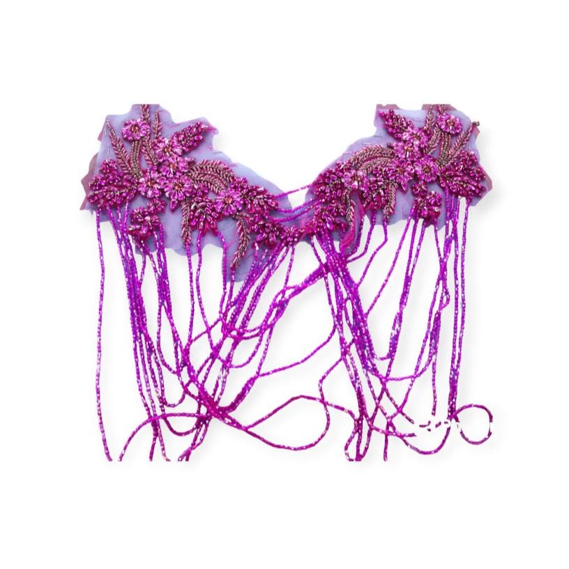 BEADED TRIMMING HABBY Cerise Patch with String Beads (7784360083545)