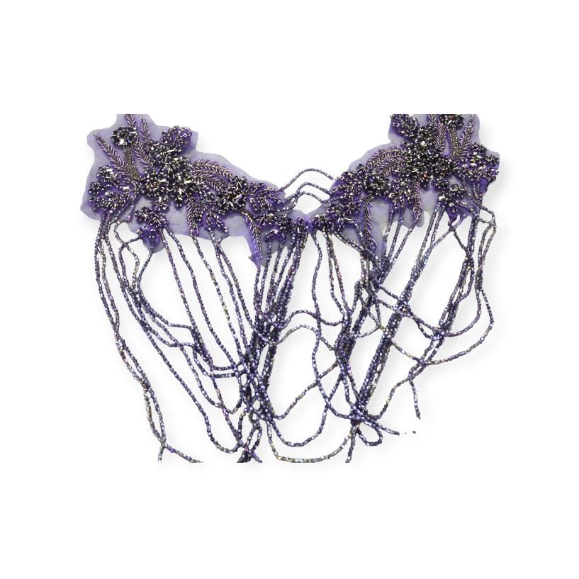 BEADED TRIMMING HABBY Purple Patch with String Beads (7784360083545)