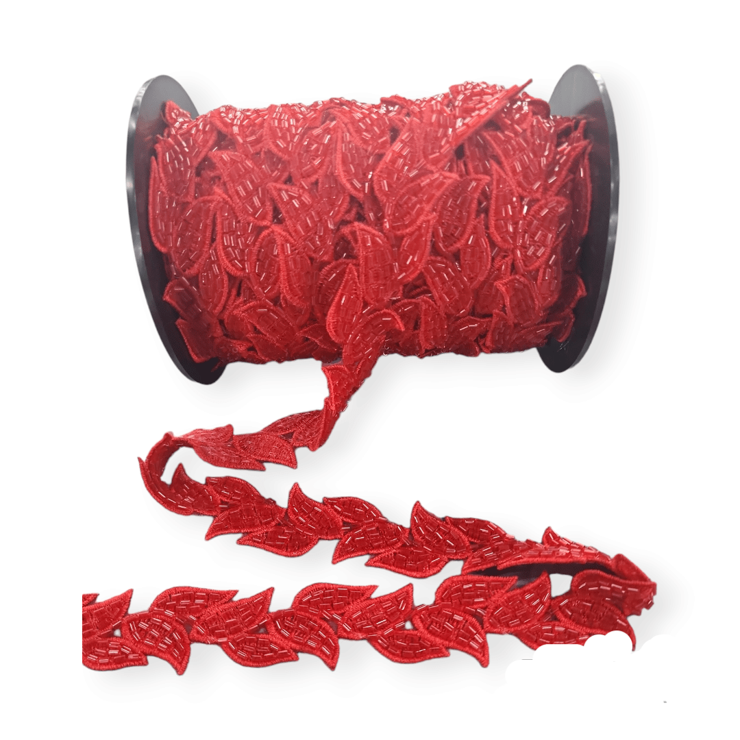 BEADED TRIMMING Habby Red Beaded Lace Trimming  A3219