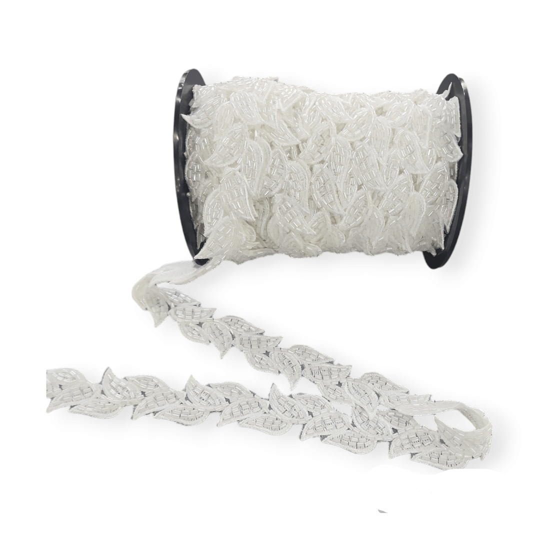 BEADED TRIMMING Habby White Beaded Lace Trimming  A3219