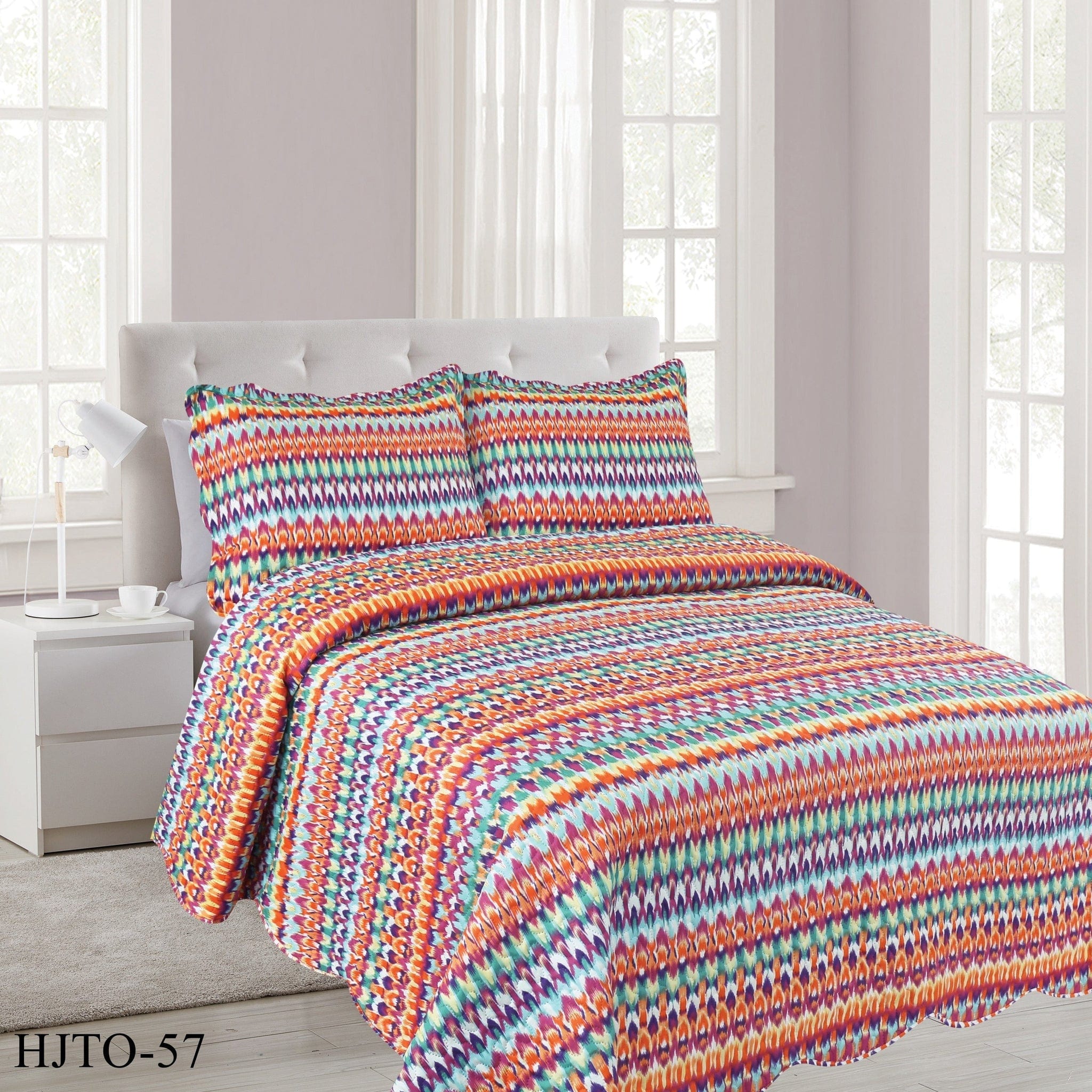 Bed Linen BEDSPREAD Luxury Flat Quilt Set Double 3 Piece HLTO-57 (6568648999001)