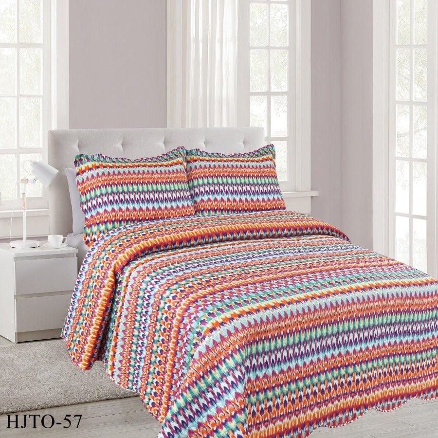 Bed Linen BEDSPREAD Luxury Flat Quilt Set Double 3 Piece HLTO-57