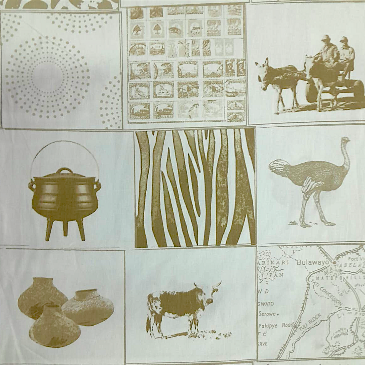 Fabric 100% Printed Cotton Twill African Pot 140 cm.