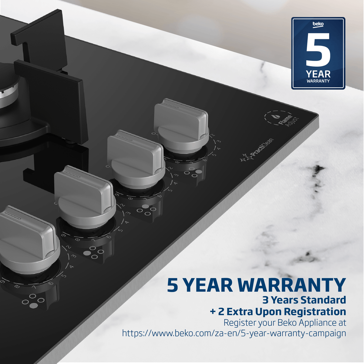 Beko Gas Hob Beko 65cm Black Gas on Glass Hob MACM11B