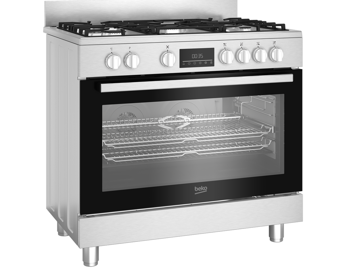 Beko Gas Stove Beko 90cm Stainless Steel Multifunction Gas Range Cooker BGTW11225EX