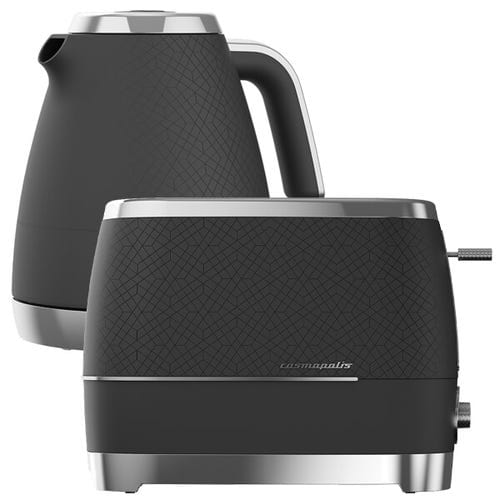 Beko TOASTER & KETTLE Beko Cosmopolis Dome Kettle & 2 Slice Toaster Set Black/Chrome (7825017897049)