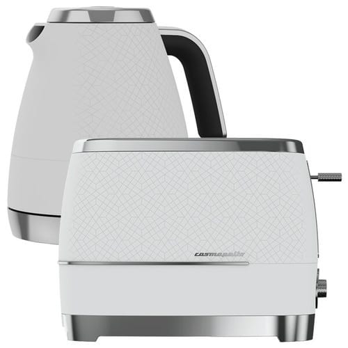 Beko TOASTER & KETTLE Beko Cosmopolis Dome Kettle & 2 Slice Toaster Set Off White/Chrome (7823396831321)