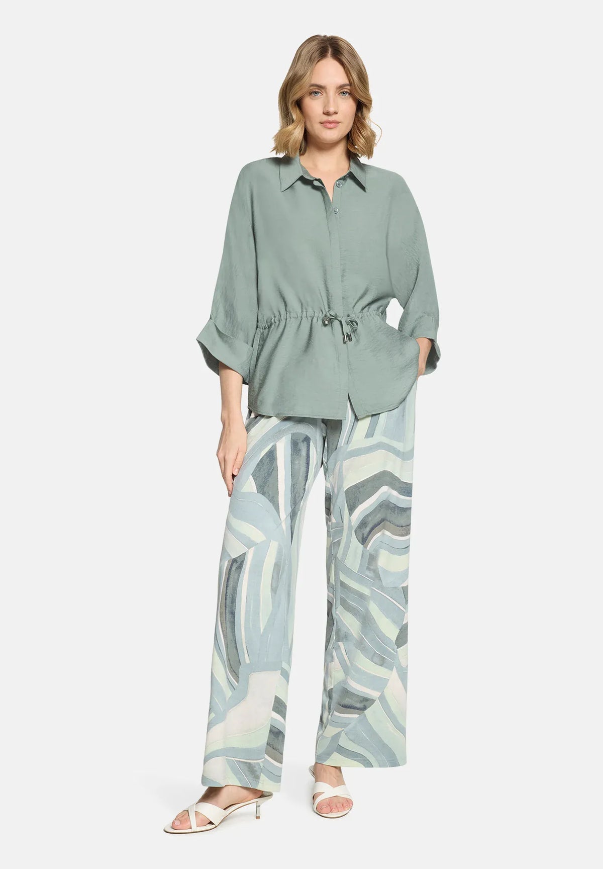 Betty Barclay Blouse Betty Barclay Ladies Button Down Blouse- Chinois Green 8031/1836