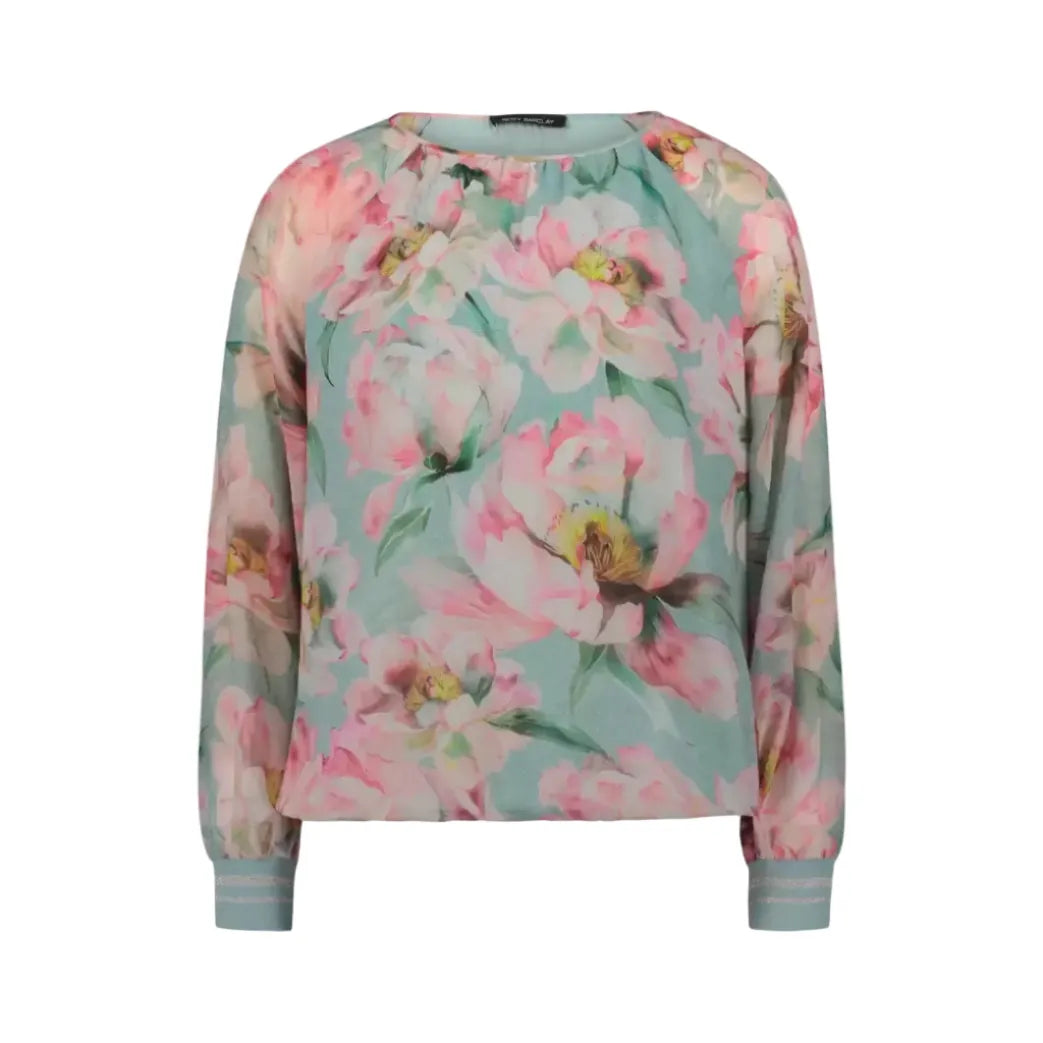 Betty Barclay Blouse Betty Barclay Ladies Floral Blouse Loose Fit-Mint/Rose 8028/1844