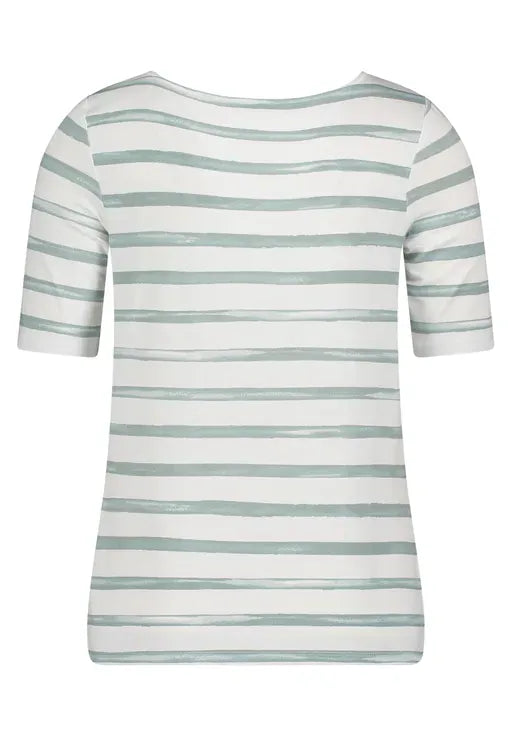 Betty Barclay Shirts Betty Barclay Ladies Striped Shirt With Boat Neck-Cream/Mint 2808/1925