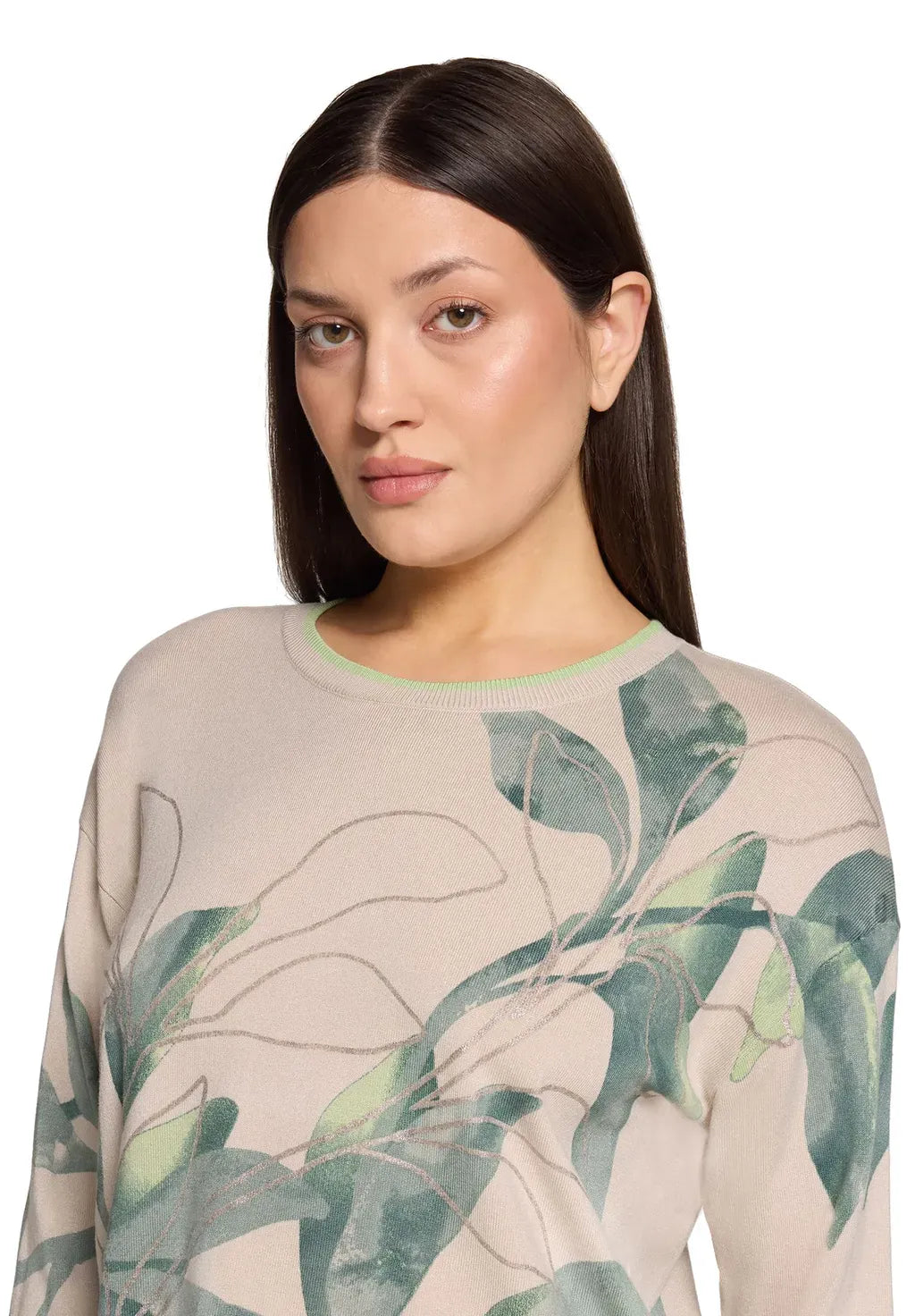Betty Barclay Sweater Betty Barclay Ladies Knit Sweater With Print-Beige/Green 5412/1809