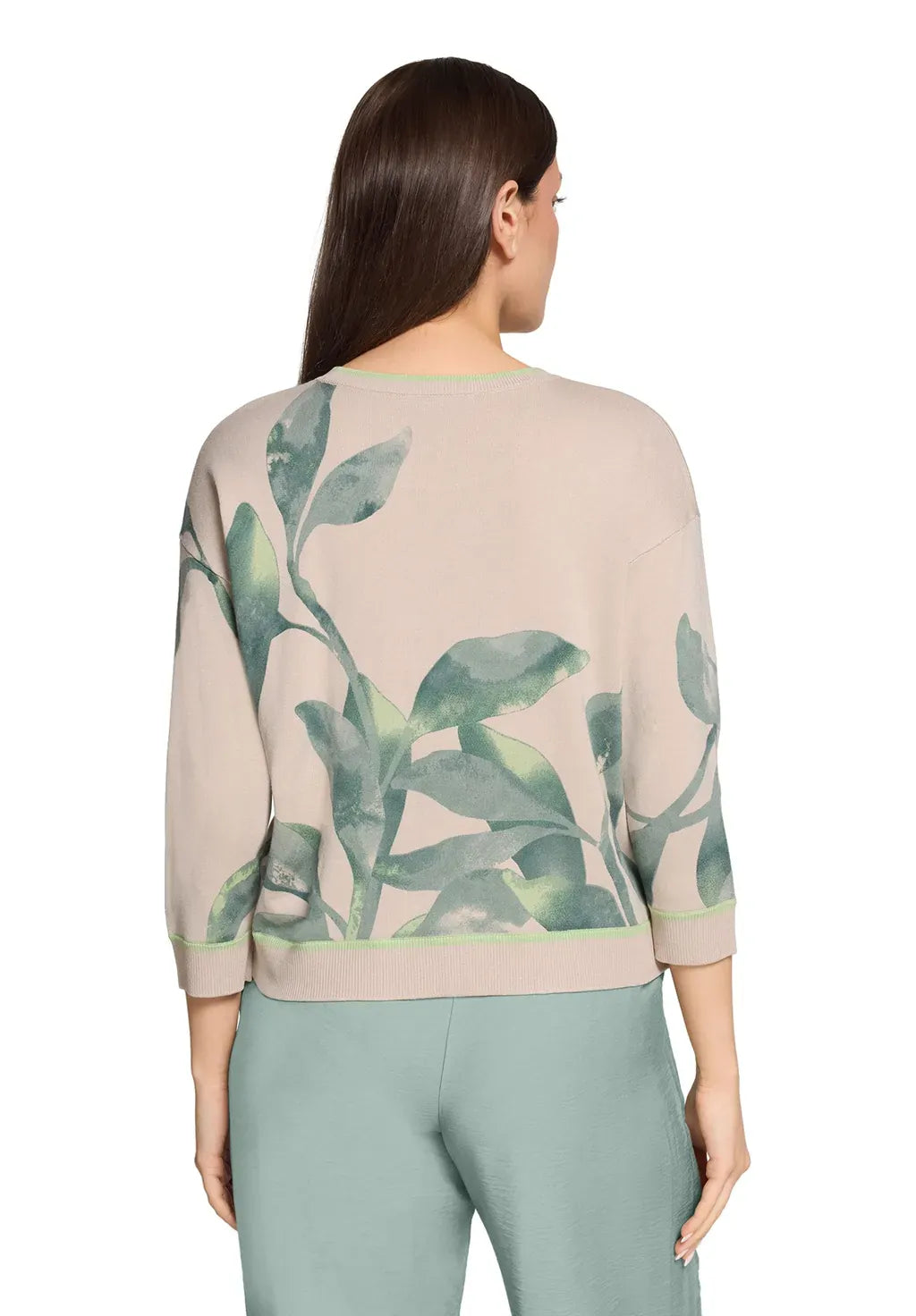 Betty Barclay Sweater Betty Barclay Ladies Knit Sweater With Print-Beige/Green 5412/1809