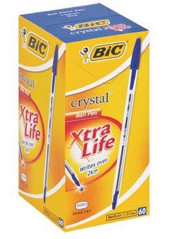 Bic School Stationery BIC Crystal Medium Xtra Life Ballpoint Pens - Blue (Box of 60) (7460011475033)
