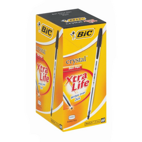 Bic School Stationery BIC Crystal Xtra Life Ballpoint Pens Black Box Of 60 (7460031201369)