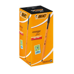 Bic School Stationery BIC Orange Fine Ball Point Pen Black Box of 60 (7468250562649)