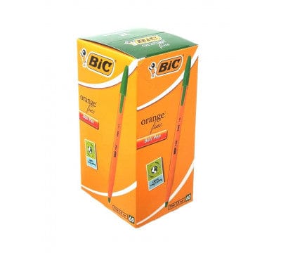 Bic School Stationery BIC Orange Fine Ball Point Pen Green Box of 60 (7409323081817)