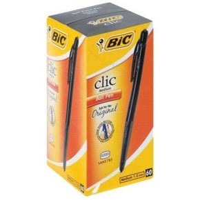 Bic Tech & Office BIC Clic Medium Ballpoint Pens Black Box Of 60 (7335701413977)