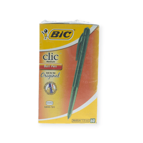 Bic Tech & Office BIC Clic Medium Ballpoint Pens Green Box of 60 (7409324064857)