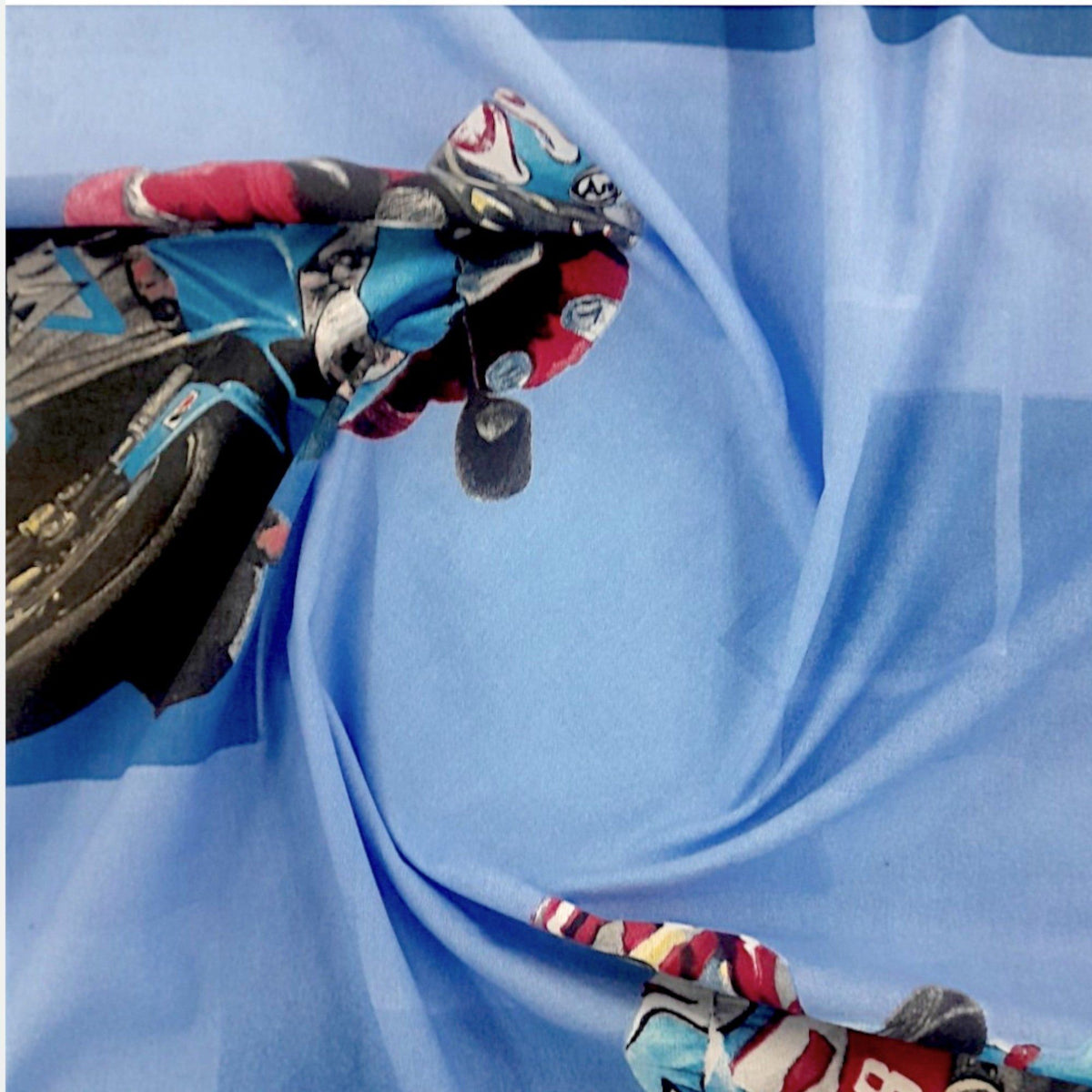 Cotton Kids Fabric Fastlane Bikes Print 140 cm.
