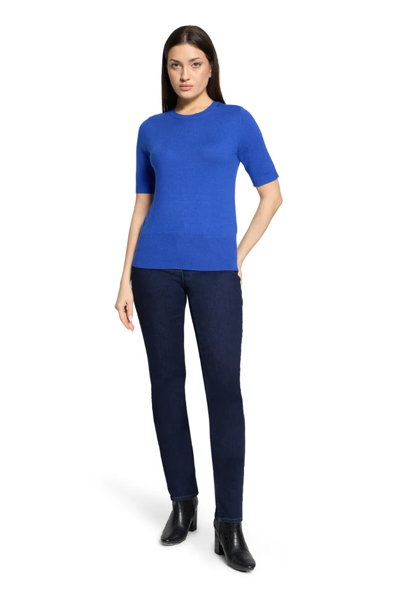 Betty Barclay Ladies Short-Sleeved Knitted PullOver-Adria Blue 5204/2907