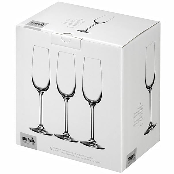 BOHEMIA CRYSTAL GLASS Bohemia Crystal Clara Champagne 190ml Set OF 6 (4783705915481)