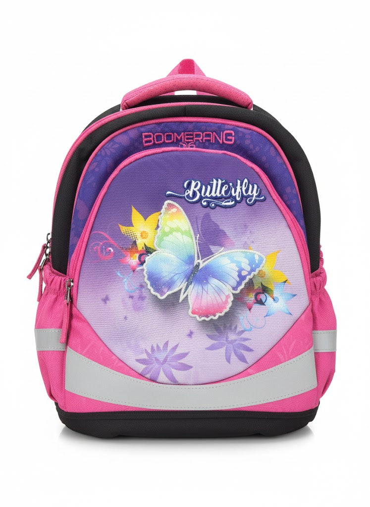 Boomerang Backpack Pink 50x50 cm Boomerang Medium Othopaedic Backpack Butterfly S-2079BTF
