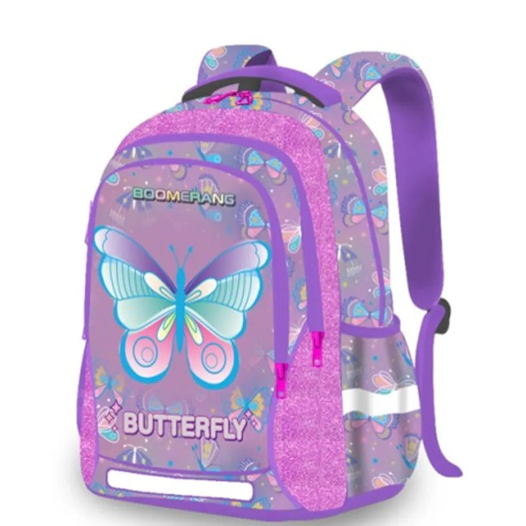 Boomerang Backpack Purple Boomerang Medium Othopaedic Backpack Butterfly S-2079BTF