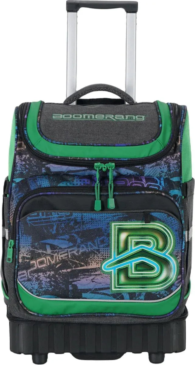 Boomerang School Bag Boomerang Hardbase XBag Ripstop Polyester XL Trolley BackPack S-537-B4 Grn