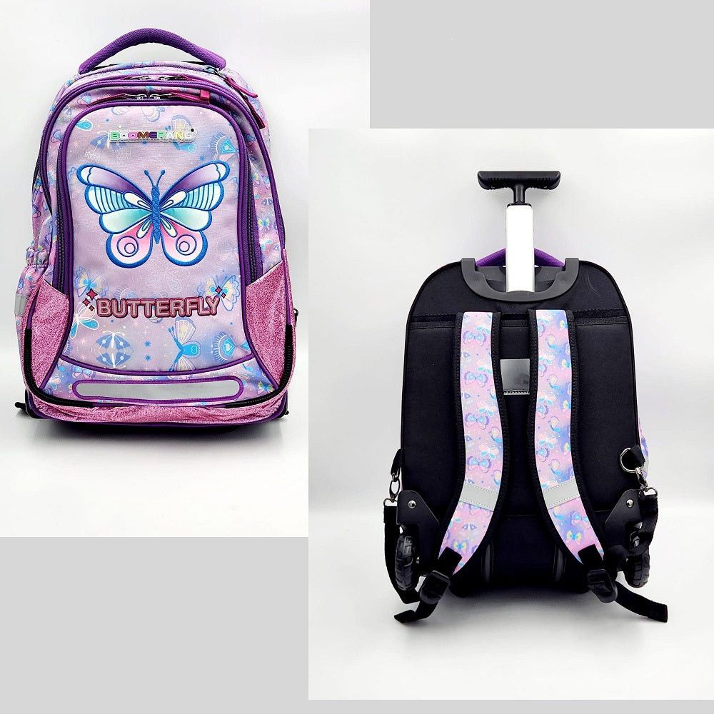 Boomerang School Bag Boomerang S-521 Large Ortho Trolley Back Pack Butterfly