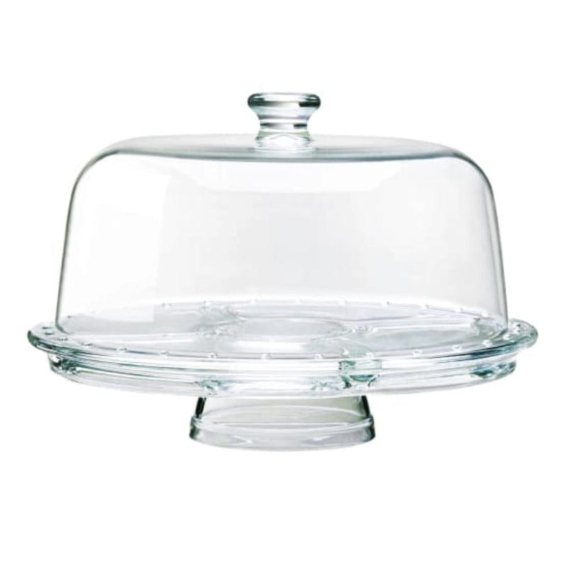 BORGONOVO CAKE Borgonovo Palladio 6-in-1 Curved Footed Glass Plate with Dome 13507046 (7287685578841)