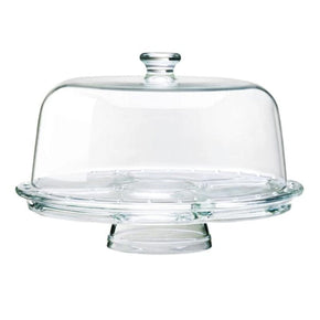 BORGONOVO CAKE Borgonovo Palladio 6-in-1 Curved Footed Glass Plate with Dome 13507046 (7287685578841)