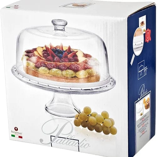BORGONOVO CAKE Borgonovo Palladio 6-in-1 Curved Footed Glass Plate with Dome 13507046 (7287685578841)