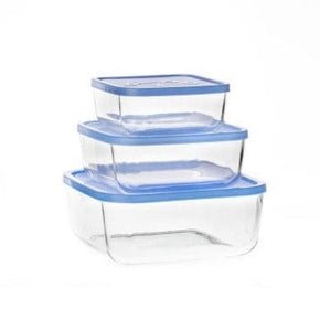 BORGONOVO CRYSTAL GLASS Borgonovo Igloo Square Food Storage Containers, Set Of 3 (7532515917913)