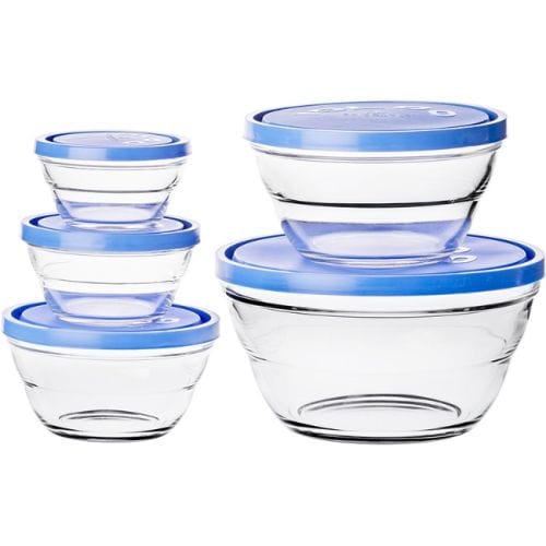 BORGONOVO CRYSTAL GLASS Borgonovo Lambada Round Glass Bowl Storage Set, Set Of 5 (7532652036185)