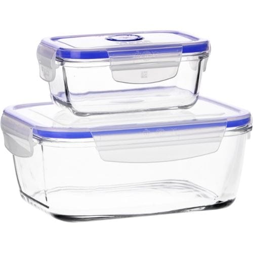 BORGONOVO CRYSTAL GLASS Borgonovo Superblock Rectangular Food Storage Containers, Set Of 2 (7532555829337)