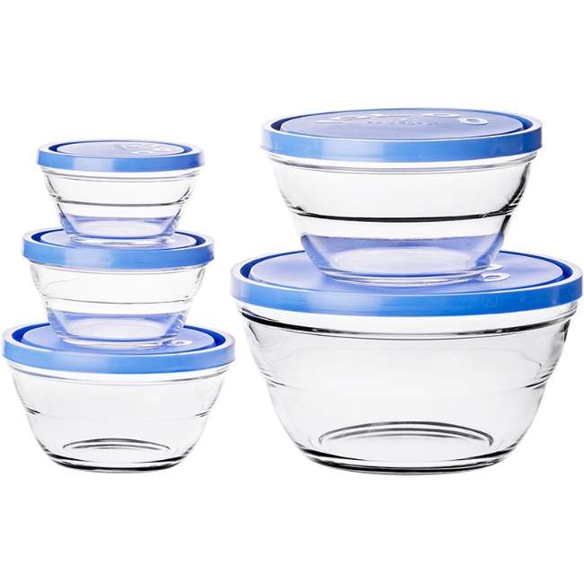 BORGONOVO Glass Bowl Storage Borgonovo Lambada Round Glass Bowl Storage Set, Set Of 5