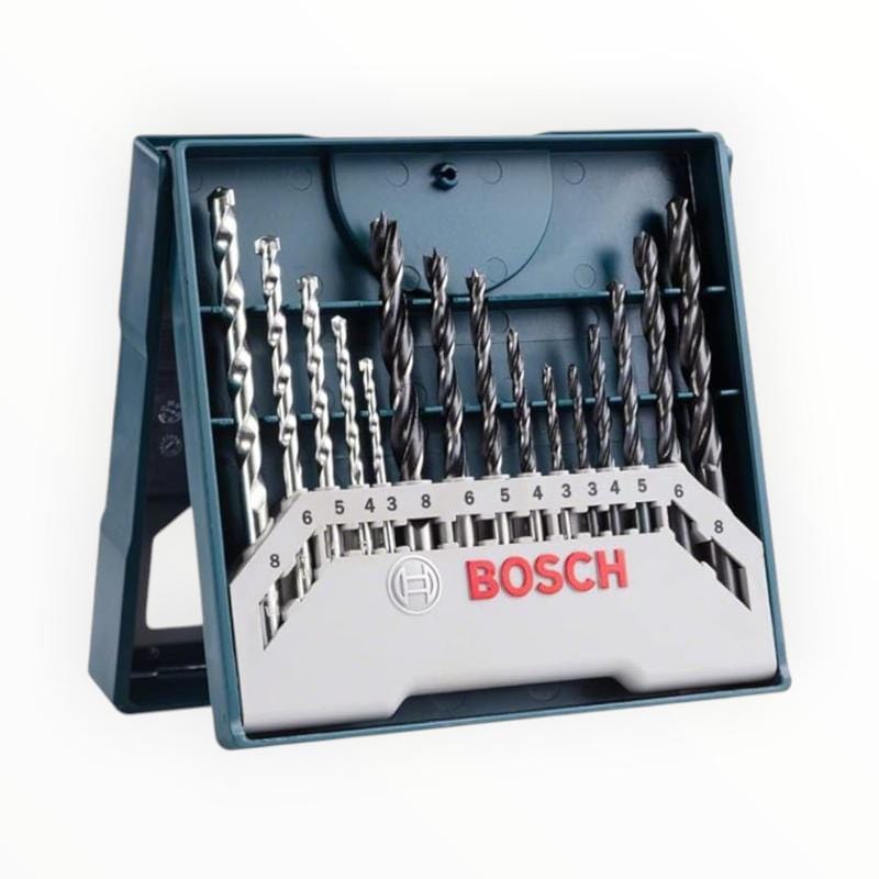 Bosch Drill Bits Bosch 15-Pc Mini-X-Blue Line Drill Bit Set (Masonry, Wood, Metal HSS-R) (7892120862809)