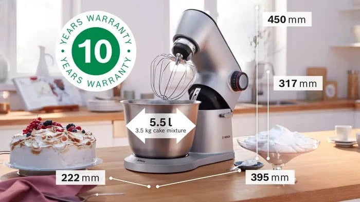 Bosch Food Mixer Bosch Series 8 Kitchen Machine OptiMUM 1600 W Silver, Black MUM9B34S27