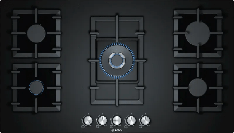Bosch Gas Hob Bosch 90cm Black Glass Gas Hob Series 6 PPQ9B6090M (7805246570585)
