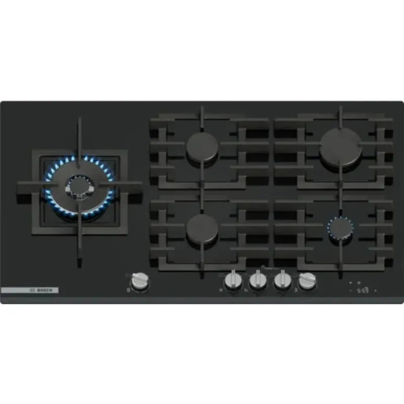 BOSCH Hobs Bosch 90cm Black Series 8 Gas Hob Tempered Glass - PRS9A6H40Z