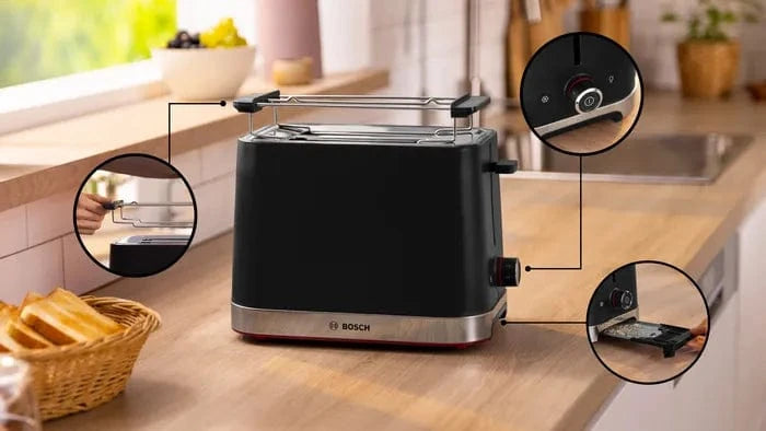 Bosch TOASTER Bosch 2 Slice MyMoment Compact Toaster Black TAT4M223