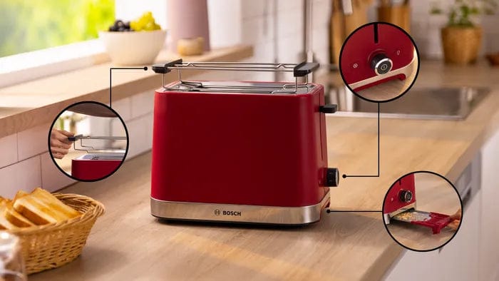 Bosch TOASTER Bosch 2 Slice MyMoment Compact Toaster Red TAT4M224 (7623559315545)