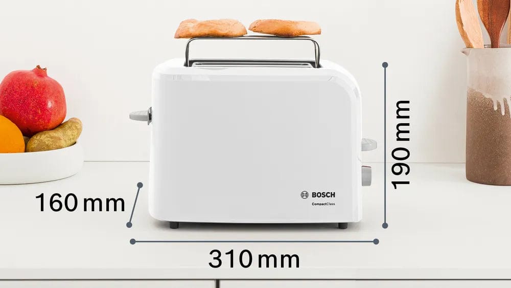 Bosch TOASTER Bosch 2 Slice Toaster Compact Class White TAT3A011